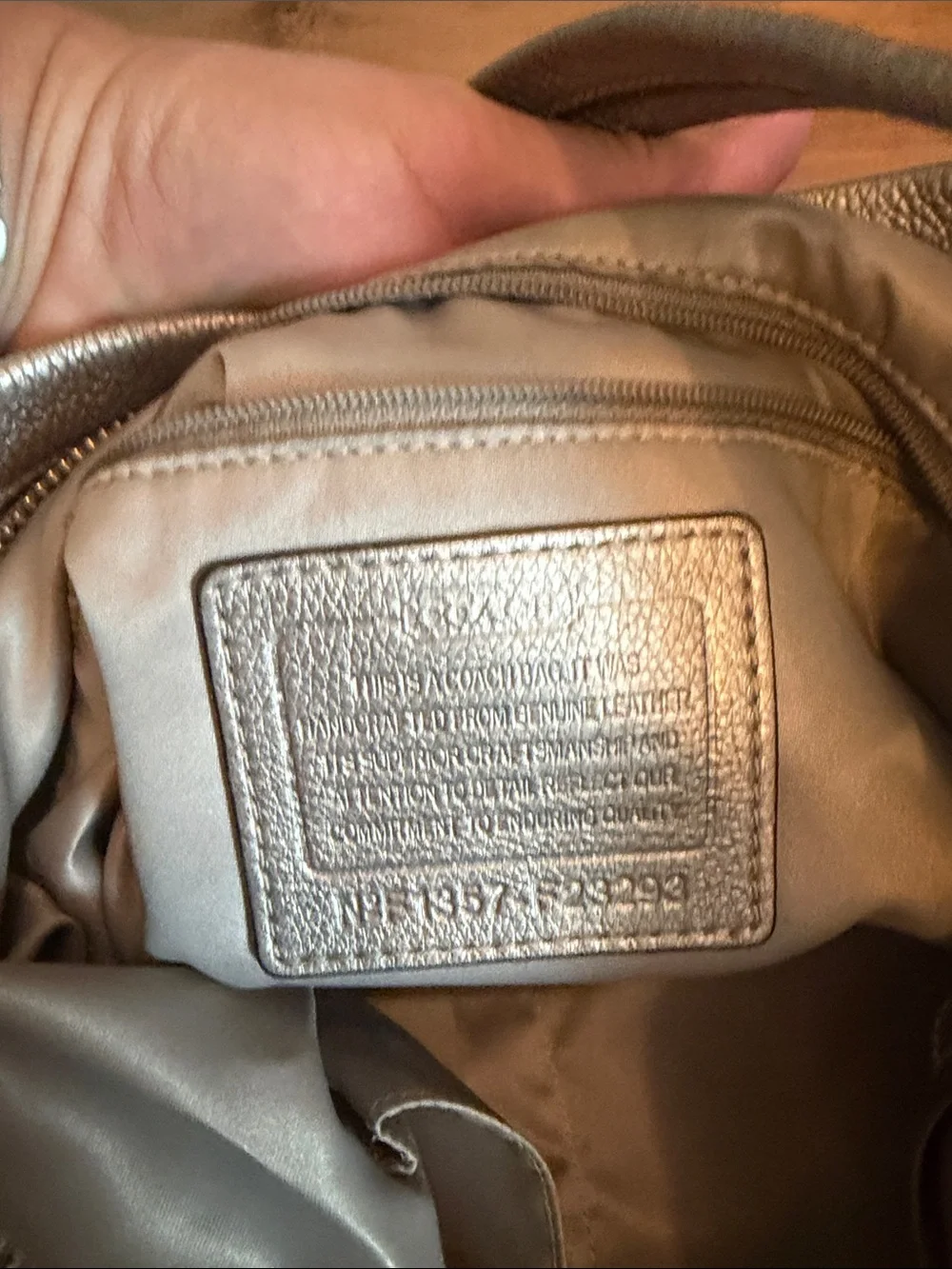 Coach Pebbled Leather Shoulder Bag in metallic silver